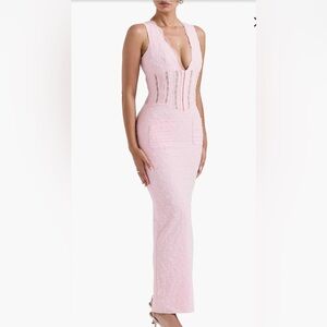 NWOT Sophina Broderie Anglaise Sleeveless Maxi Dress Crystal Rose color XS